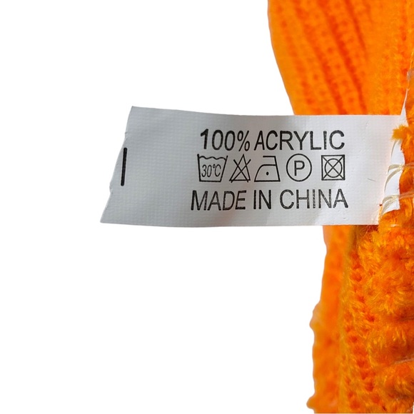 Unisex Solid Orange Plain Knit Beanie, Warm Slouchy Skull Hat Winter and Ski Cap - Picture 6 of 6